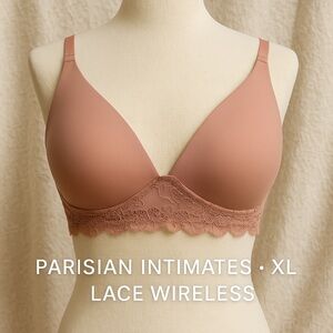 Parisian Intimates XL Lace Wireless Bra • Rose Pink BELK NWOT